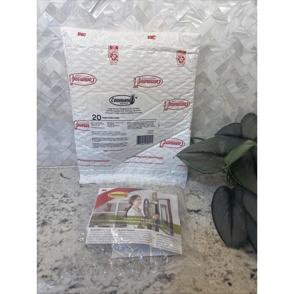 Command Large Picture Hanging Strips White 20 Pairs/Pack Damage‎ Free Wall Decor